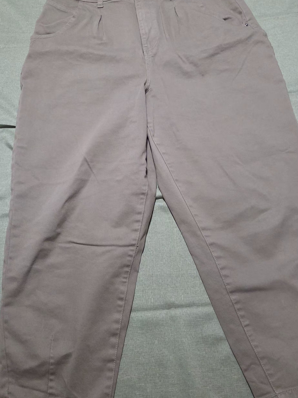 Women's Barrel Leg Taupe Pants.